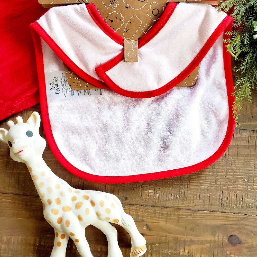 Baby Essentials Made With Love Baby Girl Valentines Pink Red Bib Ruffle Sock Set